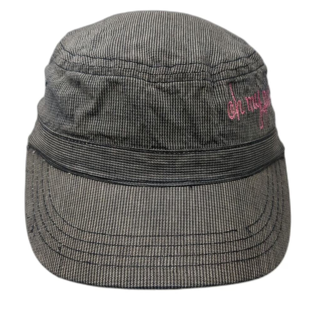 District Army Cap Gray Pink One Size Strapback Cotton Pinstripe Oh My Posh Hat